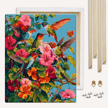 Painting By Numbers Kits With DIY Wood Frame Hummingbird Garden - Paint By Numbers Kit