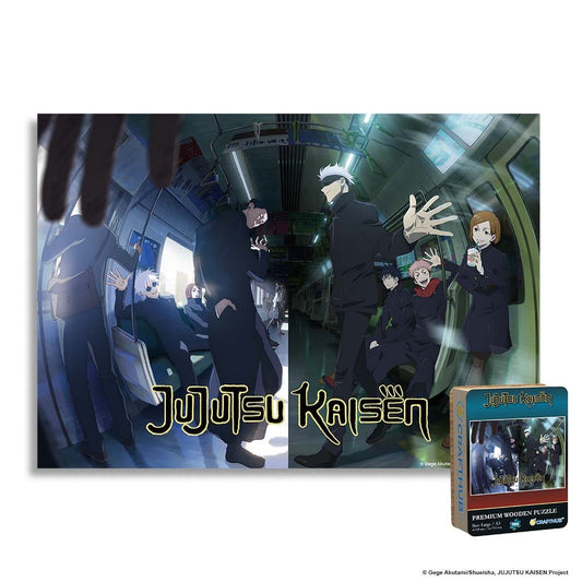 Animal Jigsaw Puzzle > Wooden Jigsaw Puzzle > Jigsaw Puzzle A4 + Wooden Gift Box Jujutsu Subway Team - Wooden Jigsaw Puzzle