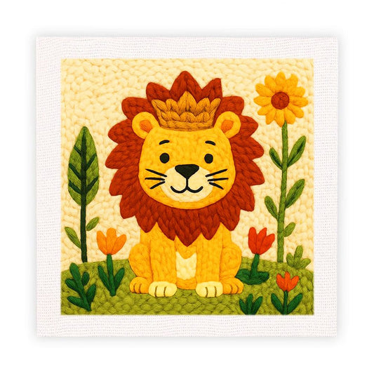 Painting By Numbers Kits 9.8" x 9.8" (25x25cm) Lion - Punch Needle Kit