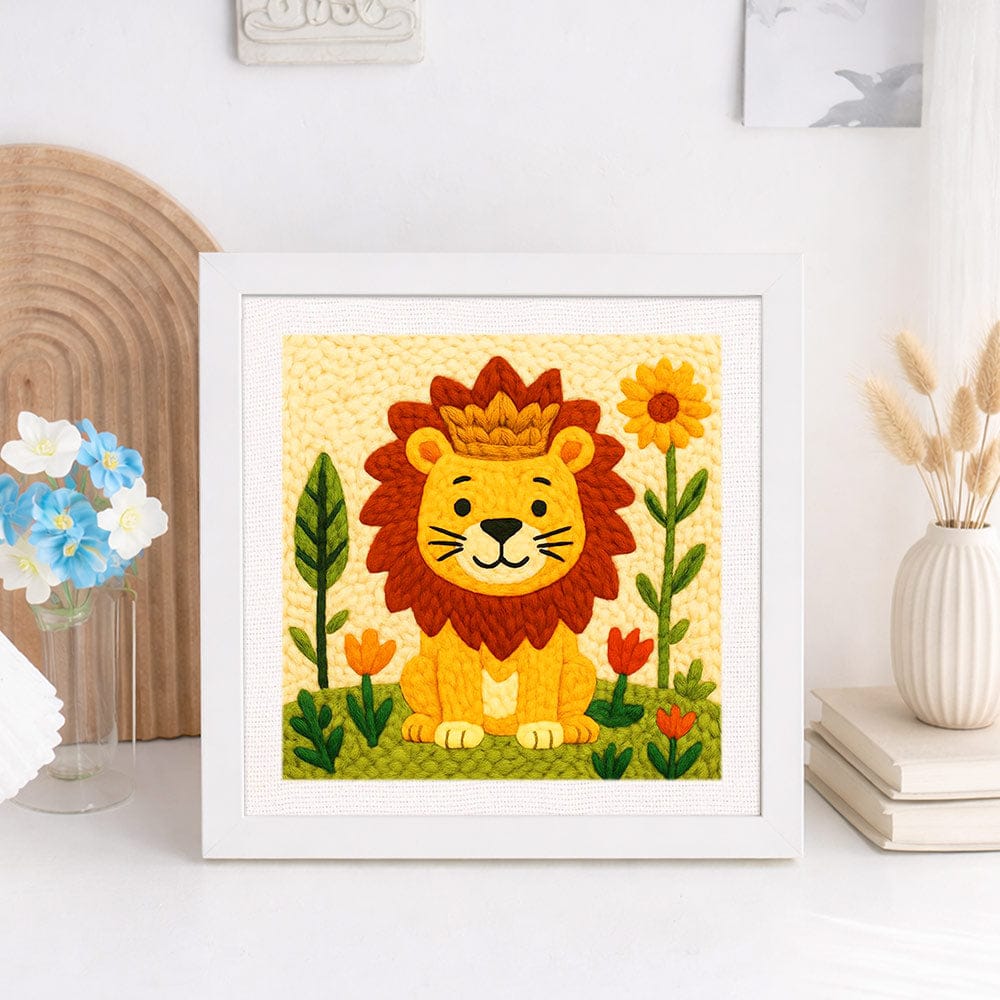 Painting By Numbers Kits 9.8" x 9.8" (25x25cm) Lion - Punch Needle Kit