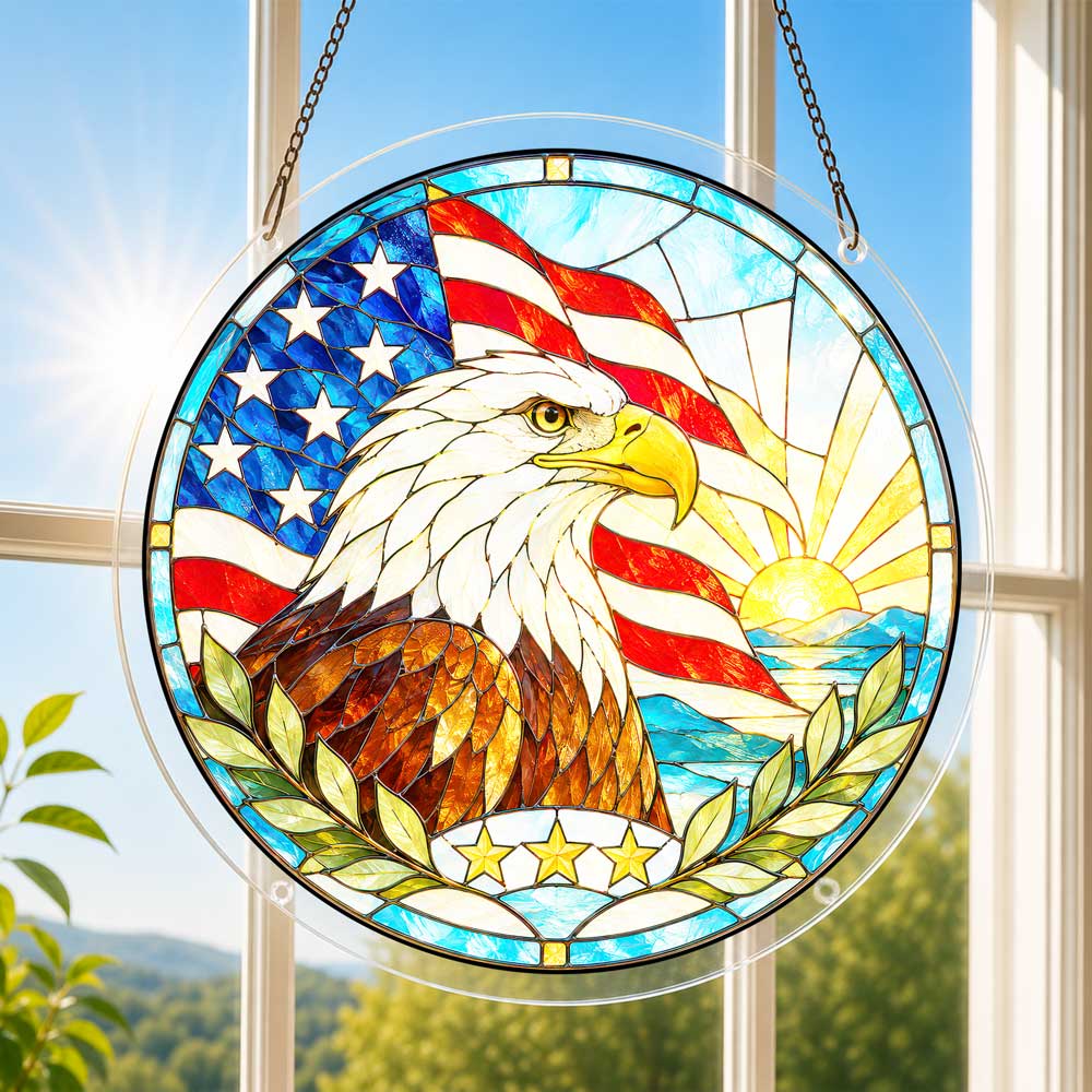 Acrylic Jigsaw Puzzle Acrylic Jigsaw Puzzle Suncatcher - Liberty Eagle Sunrise