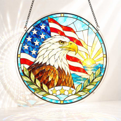 Acrylic Jigsaw Puzzle S - (7 inch) Acrylic Jigsaw Puzzle Suncatcher - Liberty Eagle Sunrise