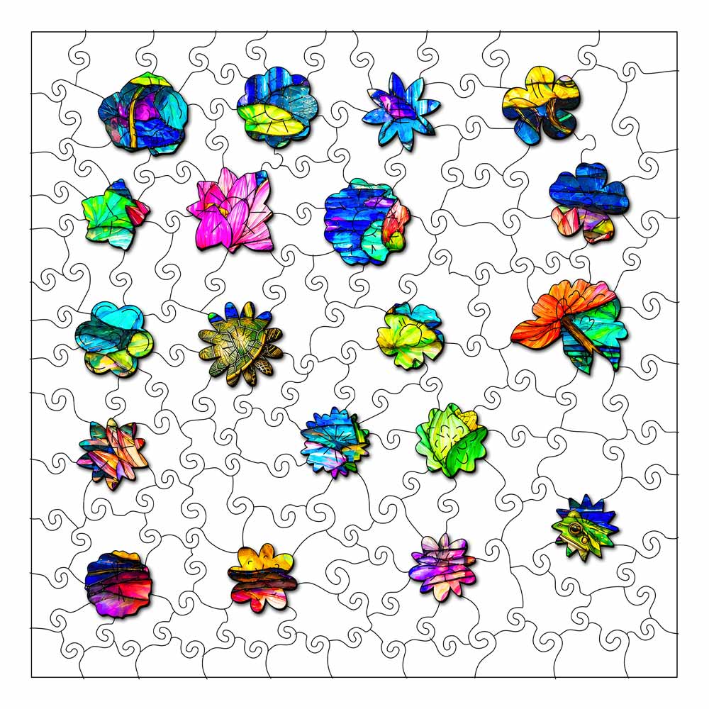 Wooden Jigsaw Puzzles Lotus Serenity - Stained Glass Jigsaw Puzzle