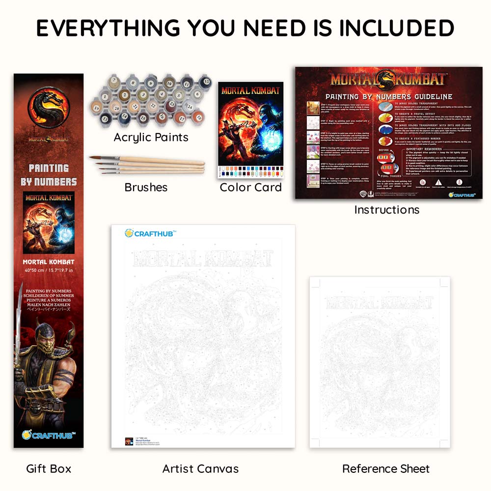 Painting By Numbers Kits 15.7" x 19.7" (40x50 cm) Mortal Kombat  - Paint By Numbers Kit