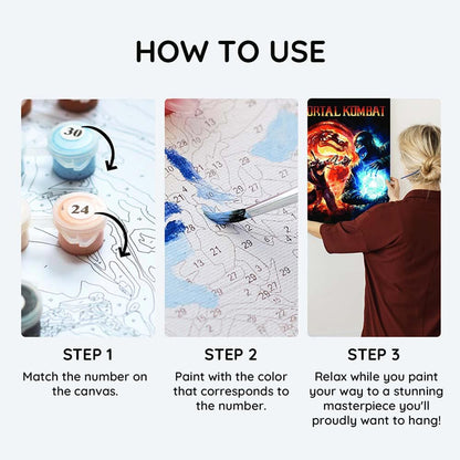 Painting By Numbers Kits 15.7" x 19.7" (40x50 cm) Mortal Kombat  - Paint By Numbers Kit