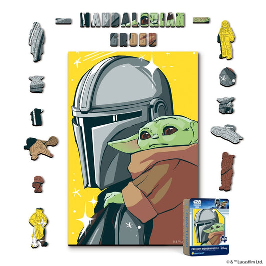Wooden Jigsaw Puzzles A4 + Wooden Gift Box Mandalorian and Grogu – Wooden Jigsaw Puzzle