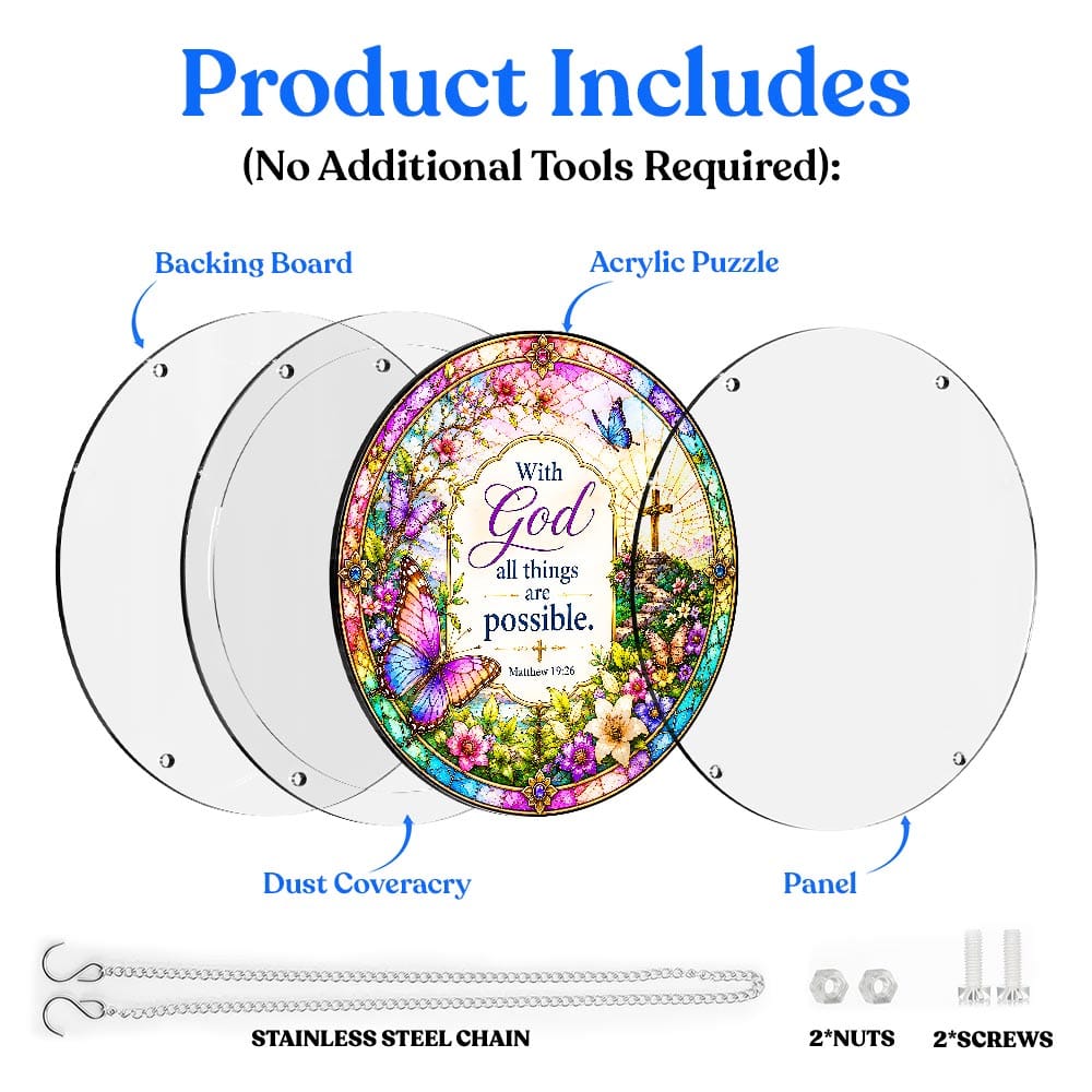 Animal Jigsaw Puzzle > Wooden Jigsaw Puzzle > Jigsaw Puzzle Acrylic Jigsaw Puzzle Suncatcher - Matthew 19:26