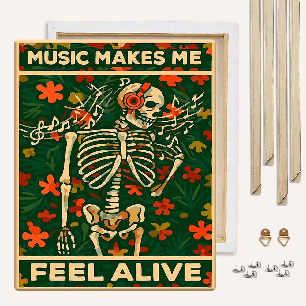Painting By Numbers Kits With DIY Wood Frame Music Makes Me Feel Alive - Paint By Numbers Kit