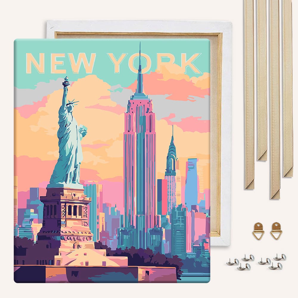 Painting By Numbers Kits With DIY Wood Frame New York - Paint By Numbers Kit