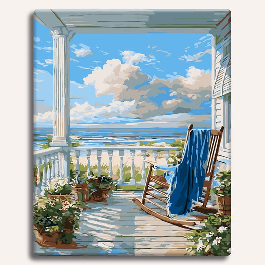 Painting By Numbers Kits 15.7" x 19.6" (40 x 50cm) Beach House View - Paint By Numbers Kit