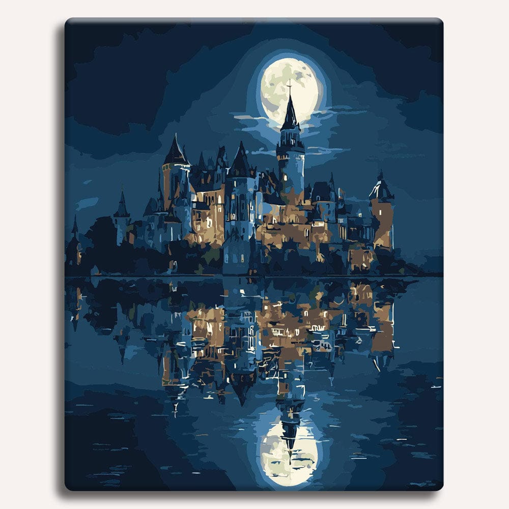 Painting By Numbers Kits 15.7" x 19.6" (40 x 50cm) Castle in Moonlight - Paint By Numbers Kit