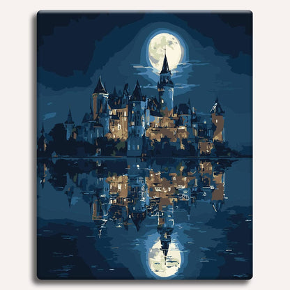 Painting By Numbers Kits 15.7" x 19.6" (40 x 50cm) Castle in Moonlight - Paint By Numbers Kit
