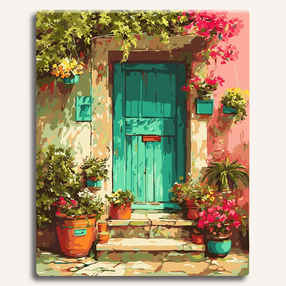 Painting By Numbers Kits 15.7" x 19.6" (40 x 50cm) Green Door - Paint By Numbers Kit