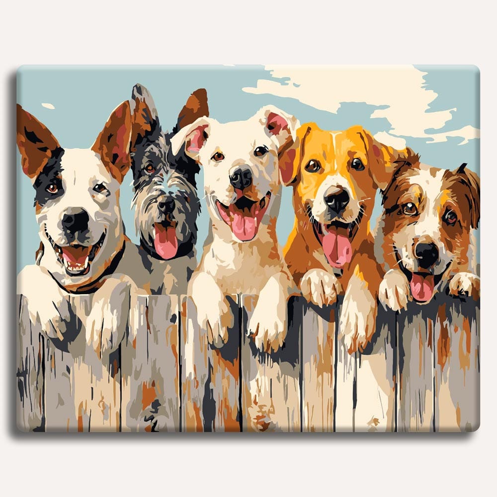 Painting By Numbers Kits 15.7" x 19.6" (40 x 50cm) Happy Dogs - Paint By Numbers Kit