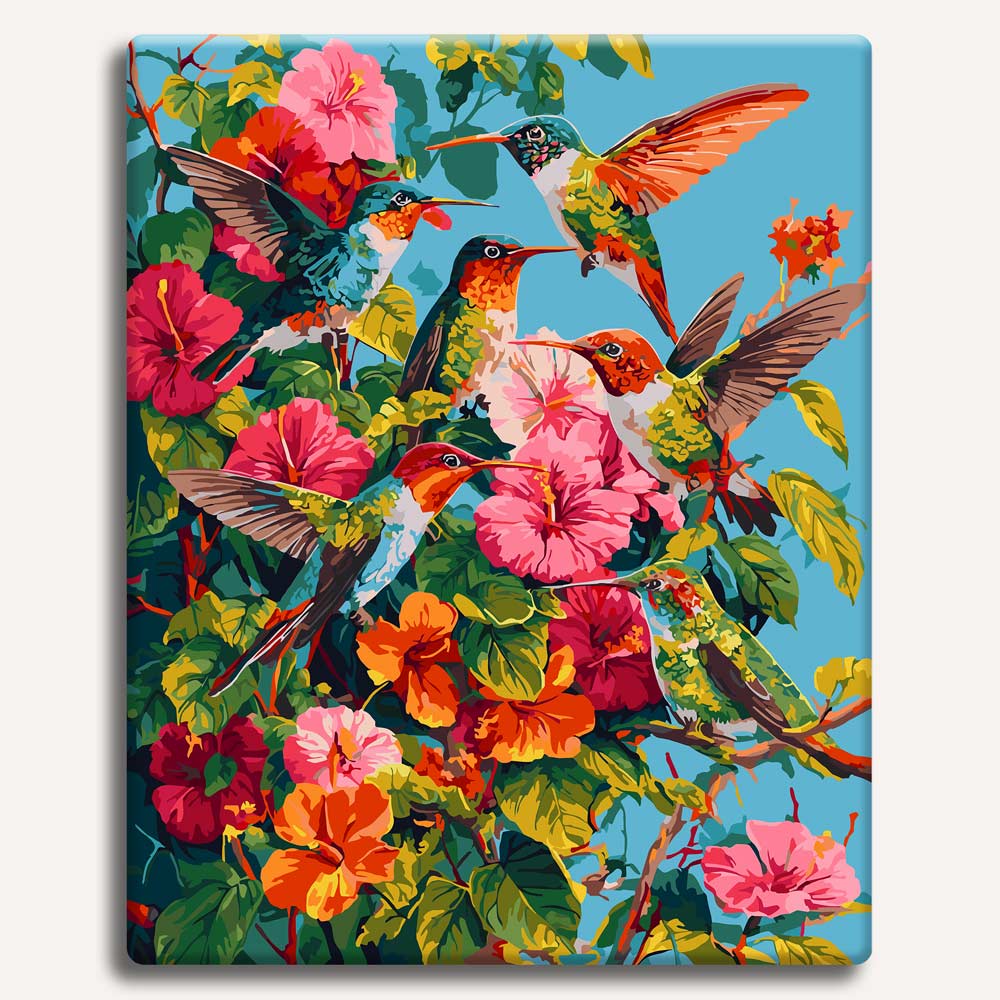 Painting By Numbers Kits 15.7" x 19.6" (40 x 50cm) Hummingbird Garden - Paint By Numbers Kit