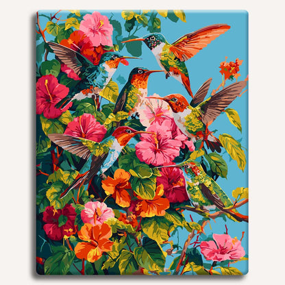 Painting By Numbers Kits 15.7" x 19.6" (40 x 50cm) Hummingbird Garden - Paint By Numbers Kit