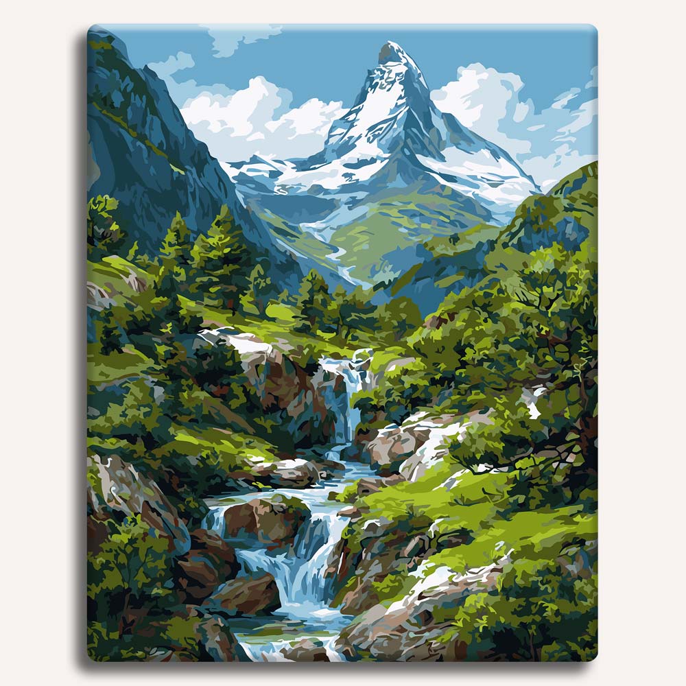 Painting By Numbers Kits 15.7" x 19.6" (40 x 50cm) Mountain Stream - Paint By Numbers Kit