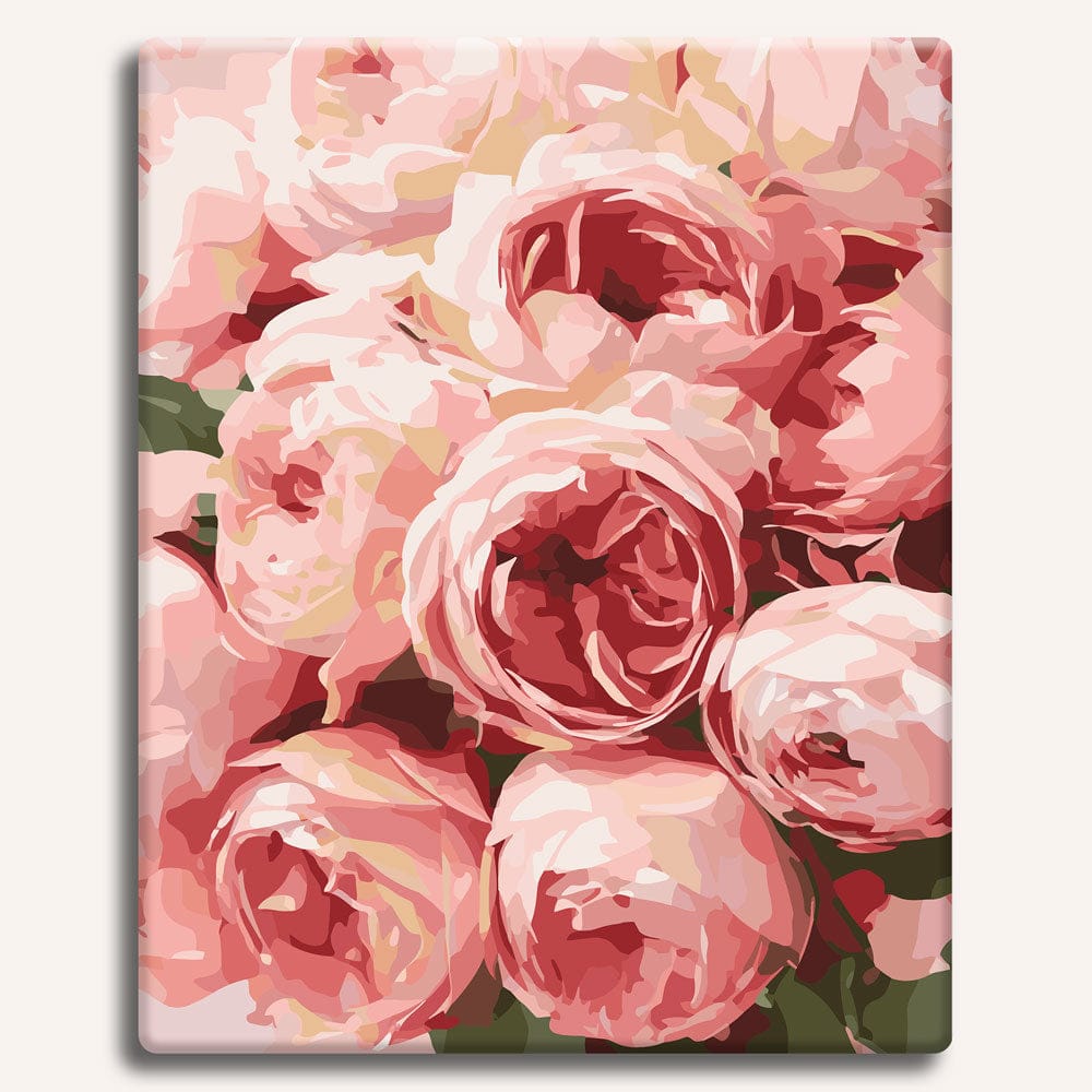 Painting By Numbers Kits 15.7" x 19.6" (40 x 50cm) Pink Roses  - Paint By Numbers Kit