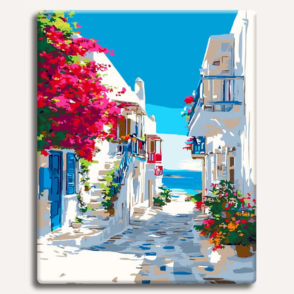 Painting By Numbers Kits 15.7" x 19.6" (40 x 50cm) Santorini Sea View - Paint By Numbers Kit