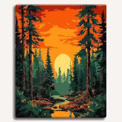 Painting By Numbers Kits 15.7" x 19.6" (40 x 50cm) Sunset in Valley - Paint By Numbers Kit