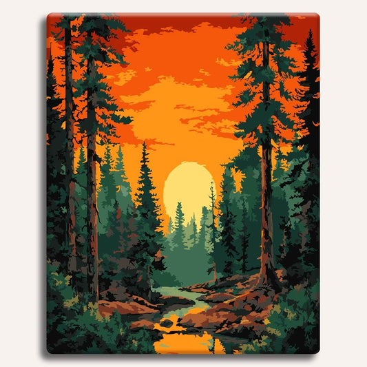 Painting By Numbers Kits 15.7" x 19.6" (40 x 50cm) Sunset in Valley - Paint By Numbers Kit