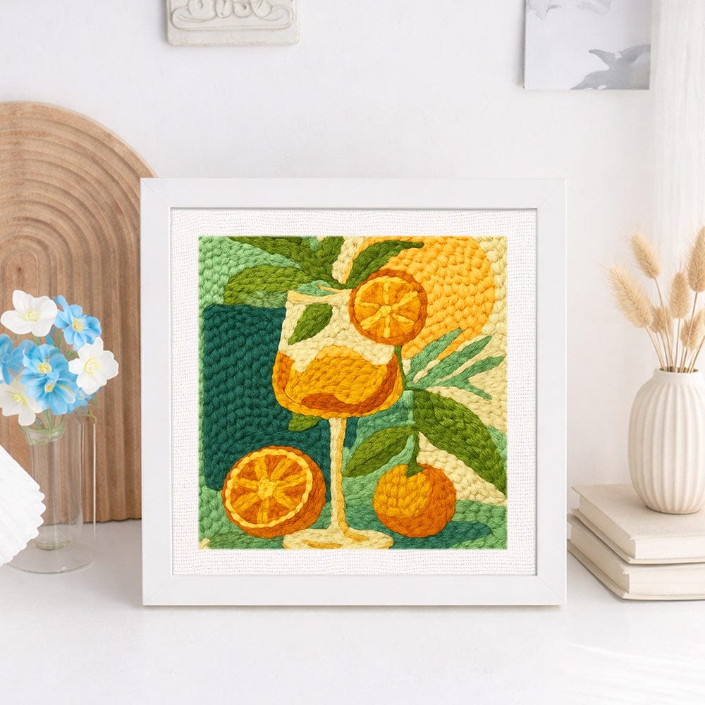 Painting By Numbers Kits 9.8" x 9.8" (25x25cm) Orange Juice - Punch Needle Kit
