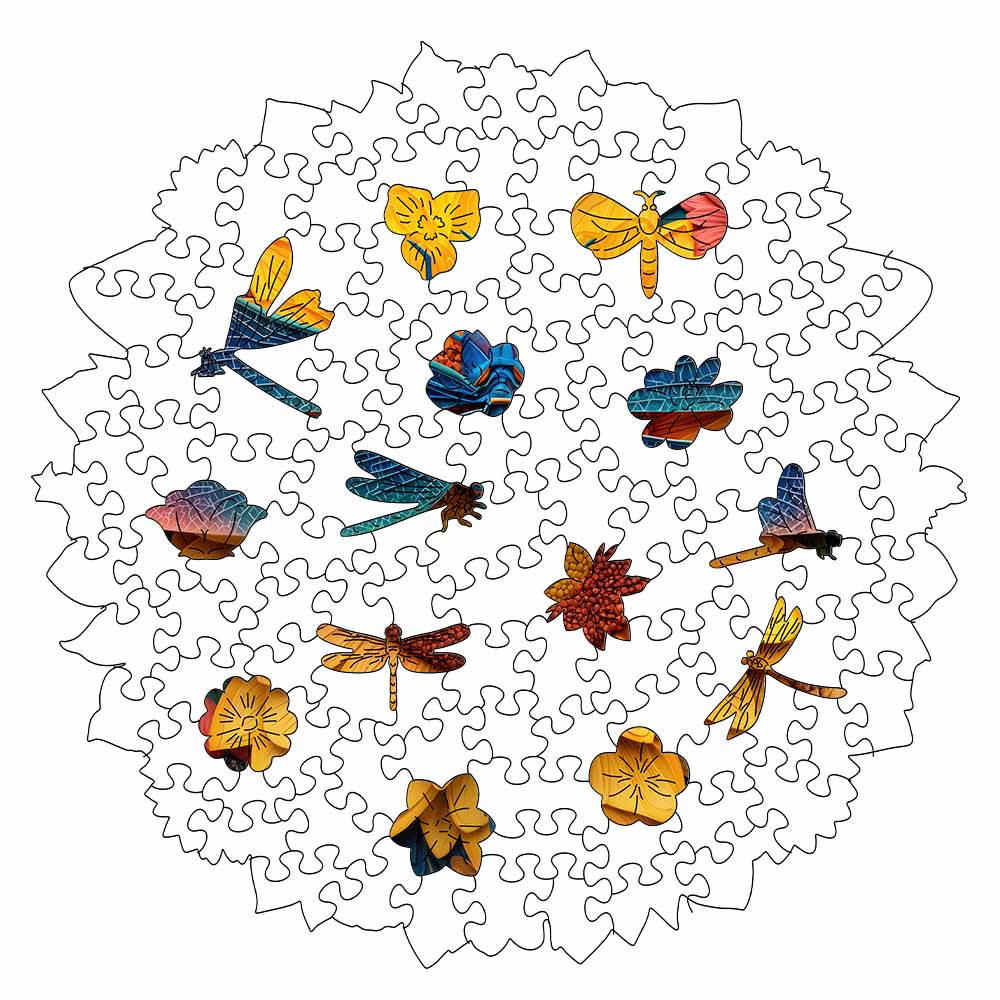 Animal Jigsaw Puzzle > Wooden Jigsaw Puzzle > Jigsaw Puzzle 🔥Last Day - Dragonfly Sunflower - Wooden Jigsaw Puzzle