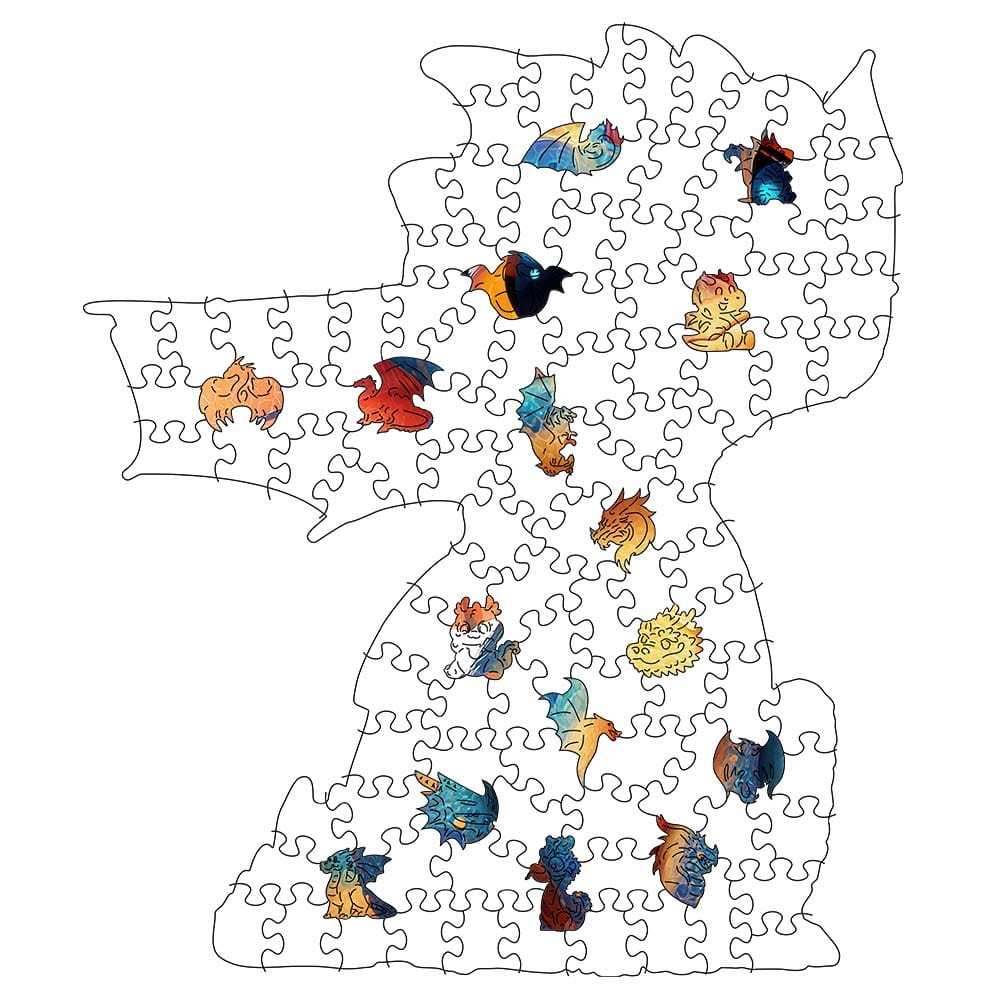 Animal Jigsaw Puzzle > Wooden Jigsaw Puzzle > Jigsaw Puzzle Baby Dragon - Wooden Jigsaw Puzzle