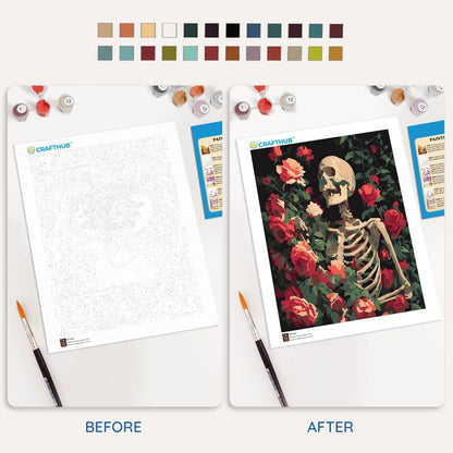 Painting By Numbers Kits 15.7" x 19.6" (40 x 50cm) Rose Skull - Paint By Numbers Kit