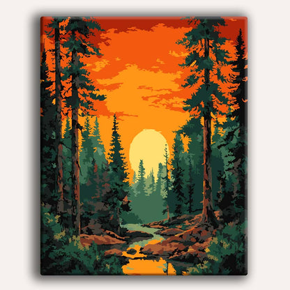 Painting By Numbers Kits 15.7" x 19.6" (40 x 50cm) Sunset in Valley - Paint By Numbers Kit