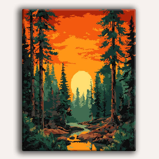 Painting By Numbers Kits 15.7" x 19.6" (40 x 50cm) Sunset in Valley - Paint By Numbers Kit