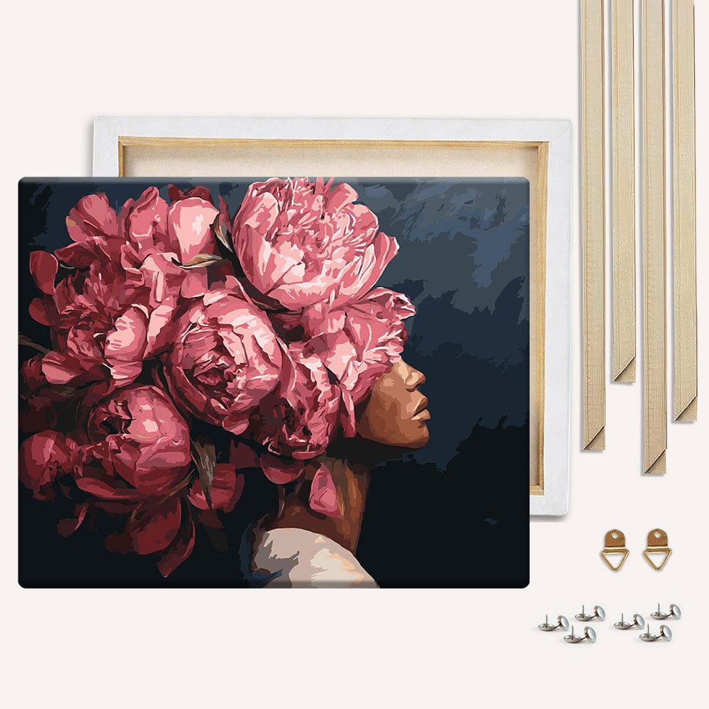Painting By Numbers Kits With DIY Wood Frame Pink Peonies - Paint By Numbers Kit