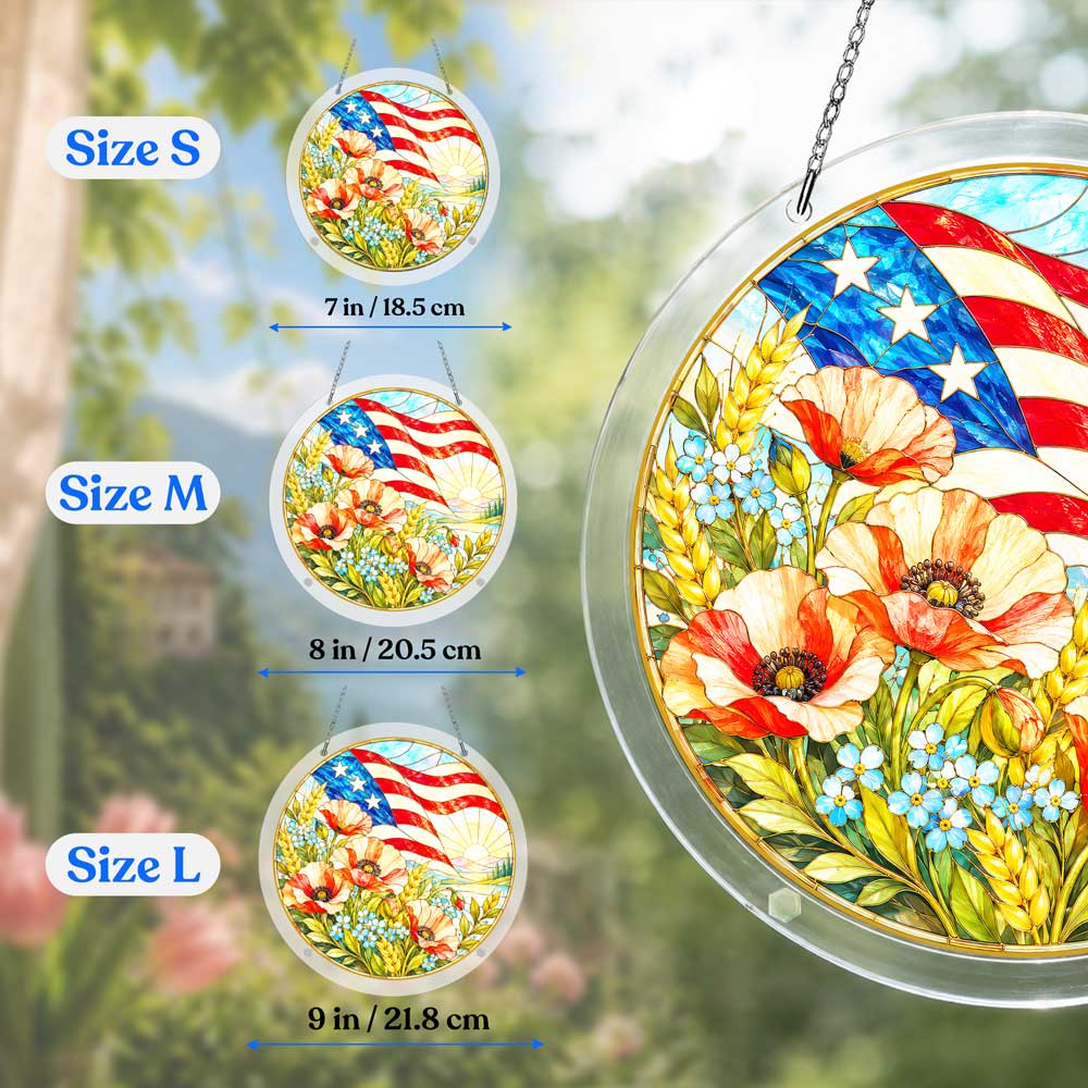 Acrylic Jigsaw Puzzle Acrylic Jigsaw Puzzle Suncatcher - Poppies and Old Glory