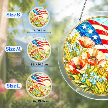 Acrylic Jigsaw Puzzle Acrylic Jigsaw Puzzle Suncatcher - Poppies and Old Glory