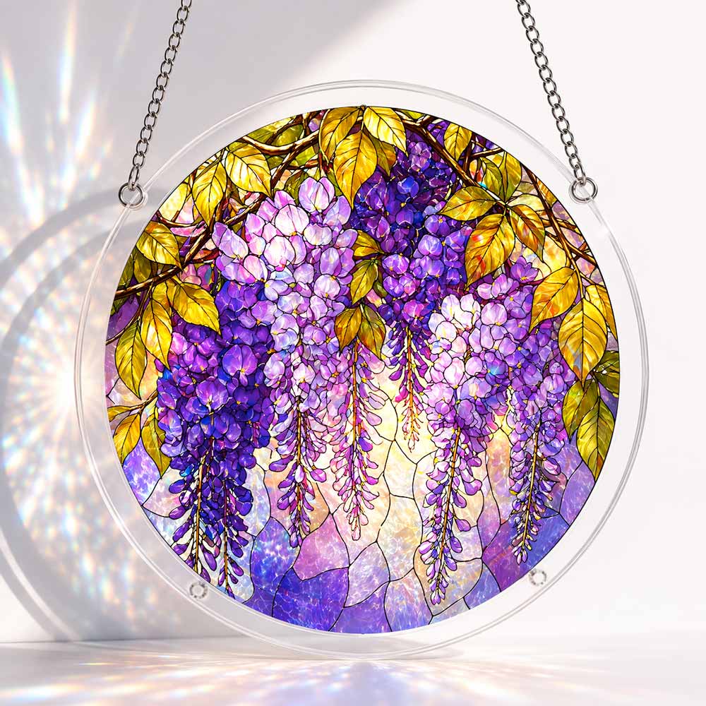 Acrylic Jigsaw Puzzle S - (7 inch) Acrylic Jigsaw Puzzle Suncatcher - Purple Cascade
