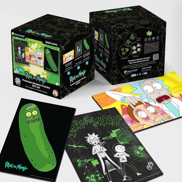 3-Pack RICK AND MORTY™ - Wooden Jigsaw Puzzle Gift Set