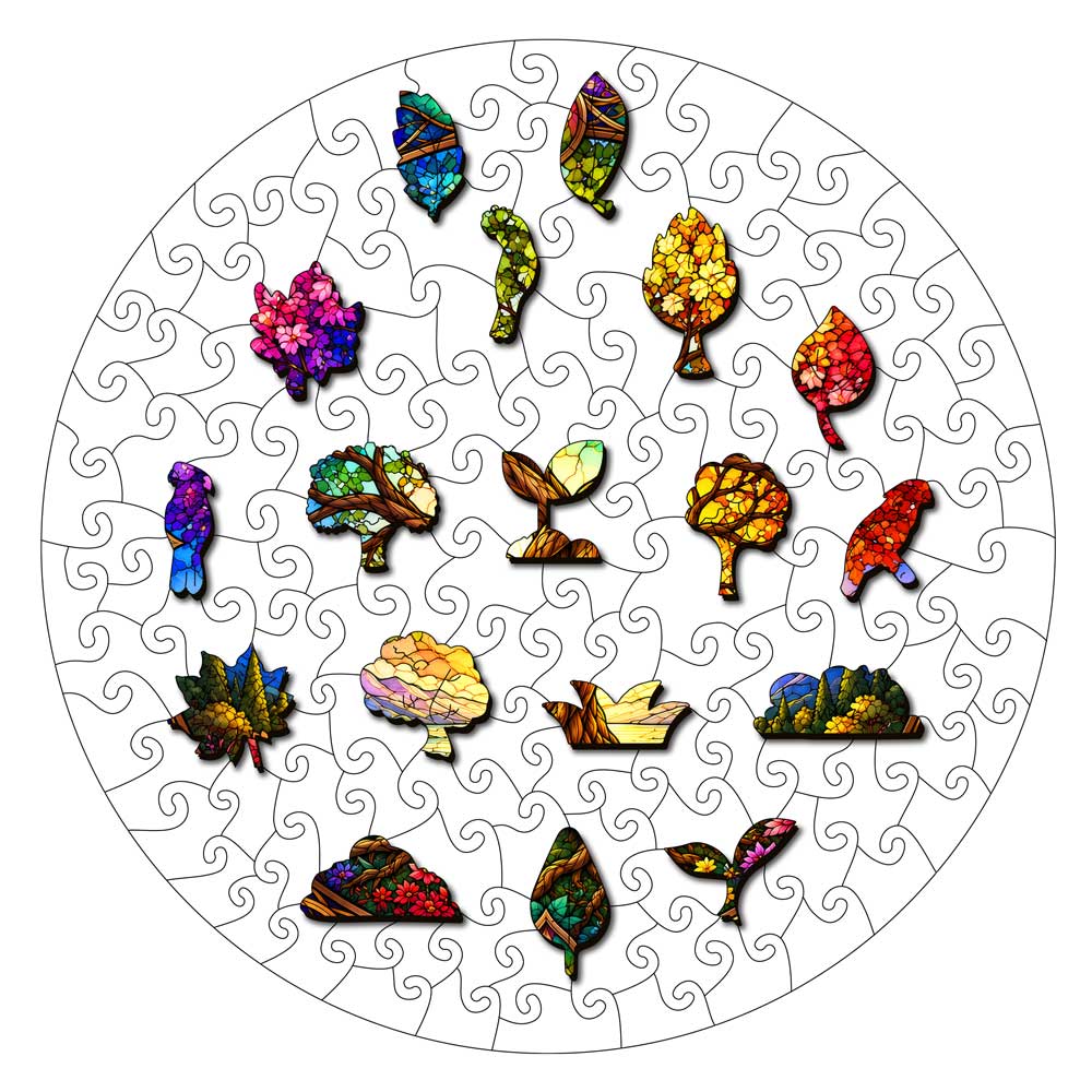 Wooden Jigsaw Puzzles Radiant Tree - Stained Glass Jigsaw Puzzle