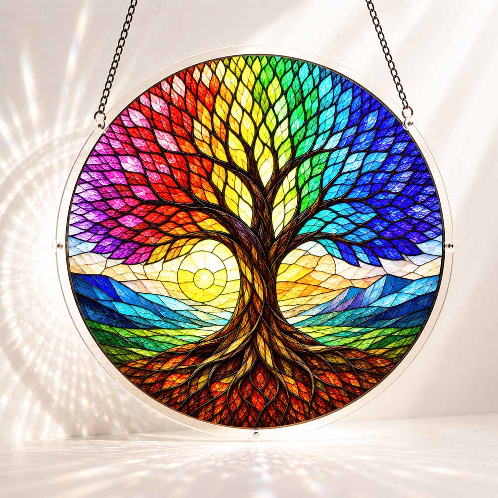 Acrylic Jigsaw Puzzle S - (7 inch) Acrylic Jigsaw Puzzle Suncatcher - Rainbow Tree