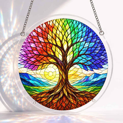 Acrylic Jigsaw Puzzle S - (7 inch) Acrylic Jigsaw Puzzle Suncatcher - Rainbow Tree