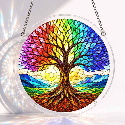Acrylic Jigsaw Puzzle S - (7 inch) Acrylic Jigsaw Puzzle Suncatcher - Rainbow Tree