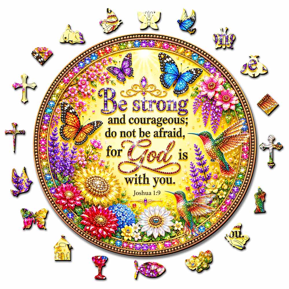 Animal Jigsaw Puzzle > Wooden Jigsaw Puzzle > Jigsaw Puzzle A5/Small Be Strong Courageous - Wooden Jigsaw Puzzle