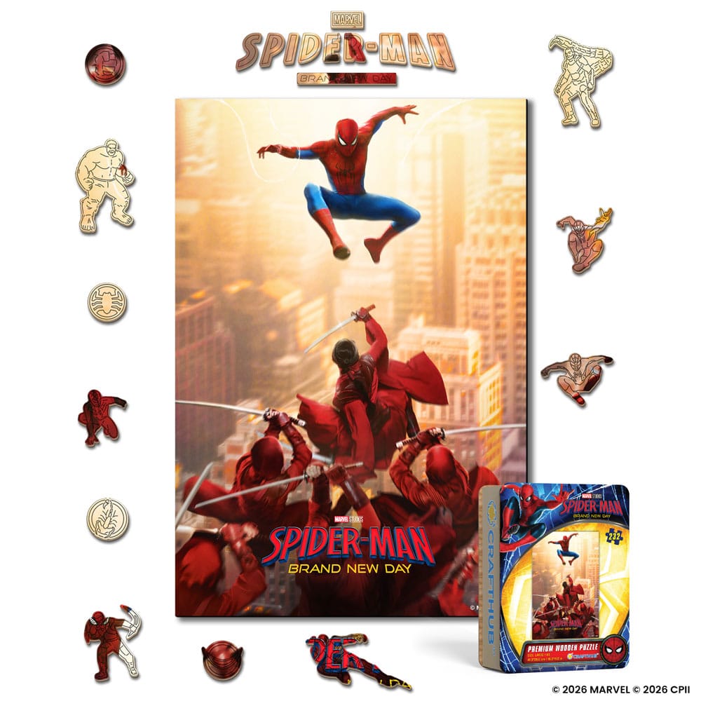 Wooden Jigsaw Puzzles A4 + Wooden Gift Box Spider-Man vs. The Hand - Wooden Jigsaw Puzzle