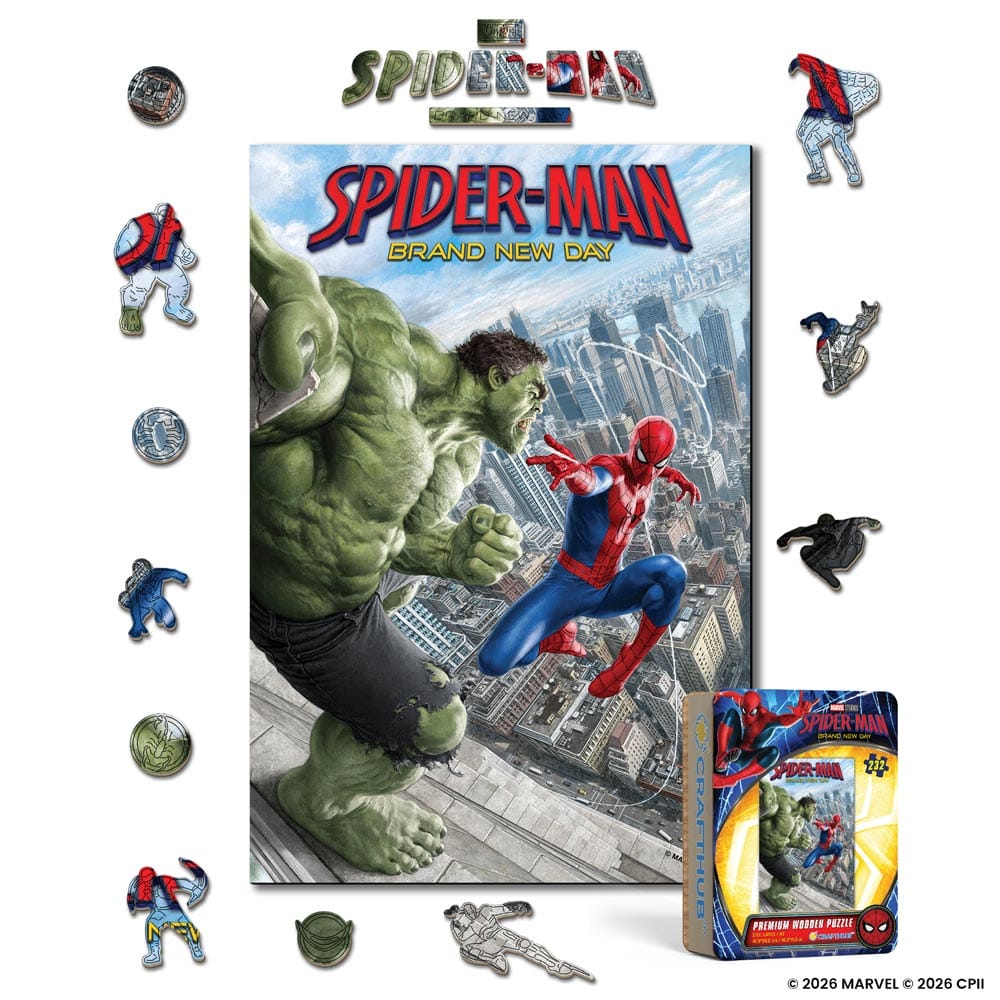 Wooden Jigsaw Puzzles A4 + Wooden Gift Box Spider-Man & The Hulk - Wooden Jigsaw Puzzle