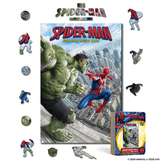 Wooden Jigsaw Puzzles A4 + Wooden Gift Box Spider-Man & The Hulk - Wooden Jigsaw Puzzle