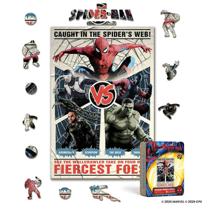 Wooden Jigsaw Puzzles A4 + Wooden Gift Box Spider-Man Fiercest Foes - Wooden Jigsaw Puzzle