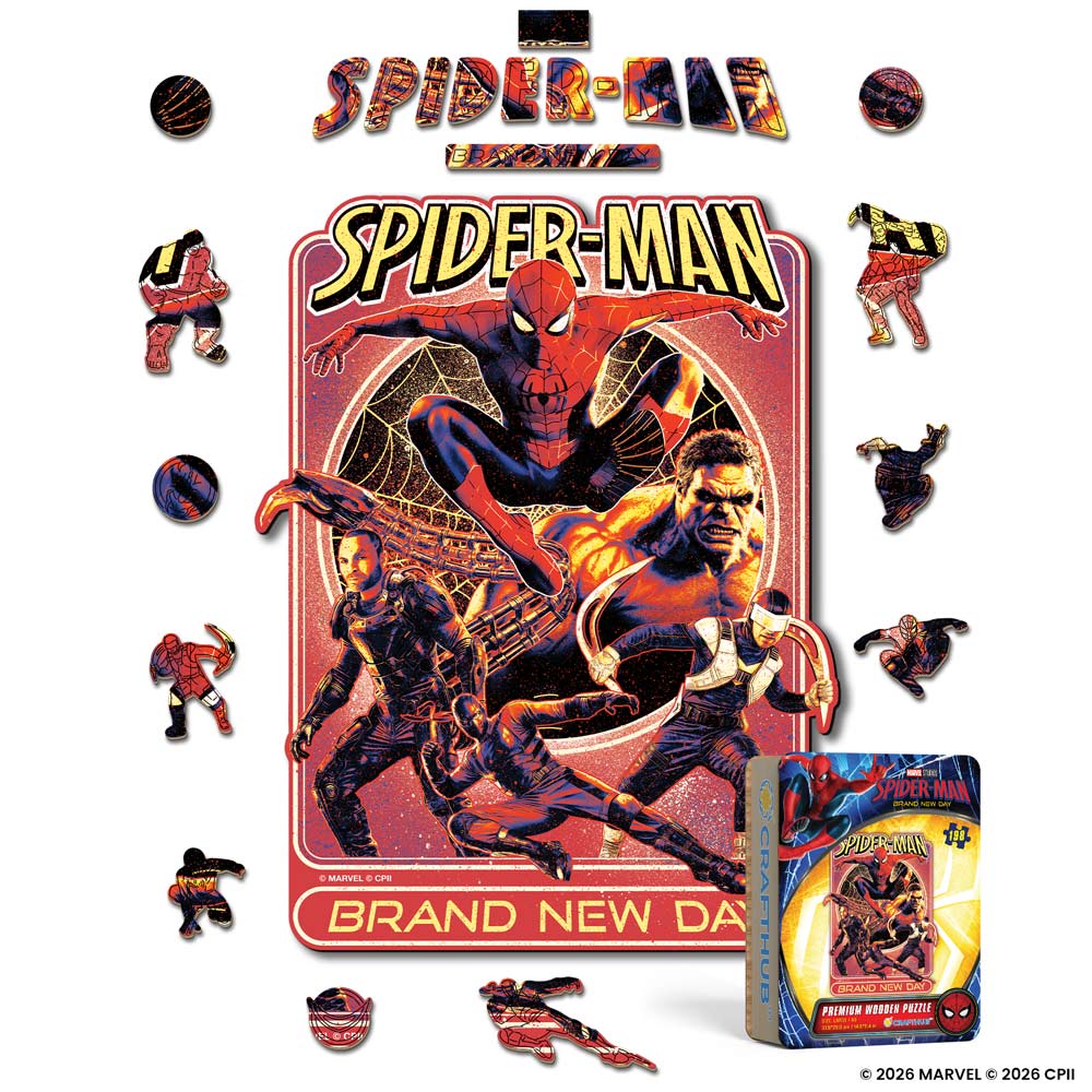 Wooden Jigsaw Puzzles A4 + Wooden Gift Box Spider-Man vs. His Greatest Foes - Wooden Jigsaw Puzzle