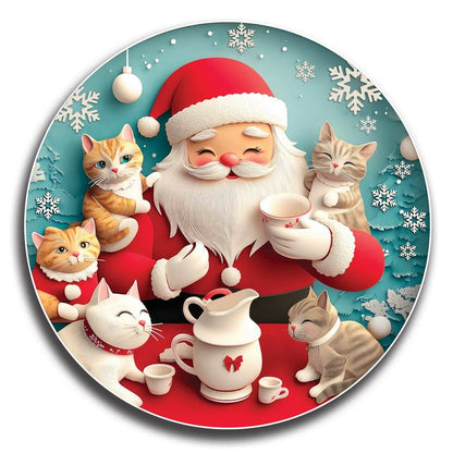 Wooden Jigsaw Puzzles Santa with Cats - Jigsaw Puzzle