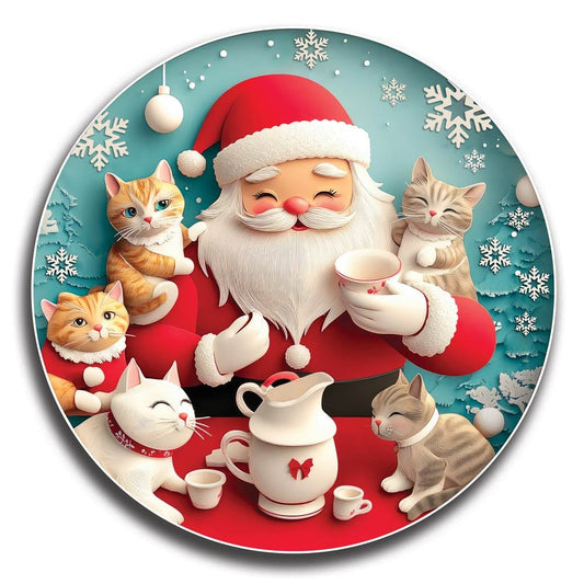 Wooden Jigsaw Puzzles Santa with Cats - Jigsaw Puzzle