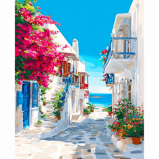 Diamond Painting Kits 15.7" x 19.6" (40 x 50cm) Santorini Sea View - Diamond Painting Kit