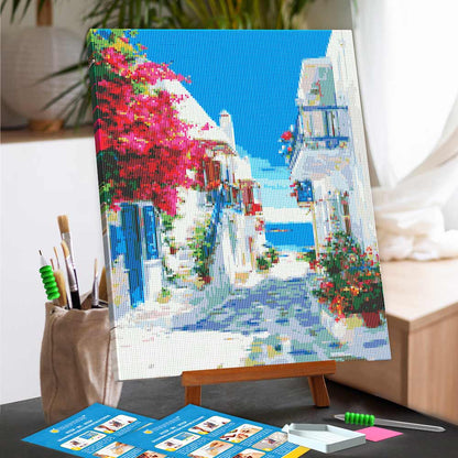 Diamond Painting Kits 15.7" x 19.6" (40 x 50cm) Santorini Sea View - Diamond Painting Kit